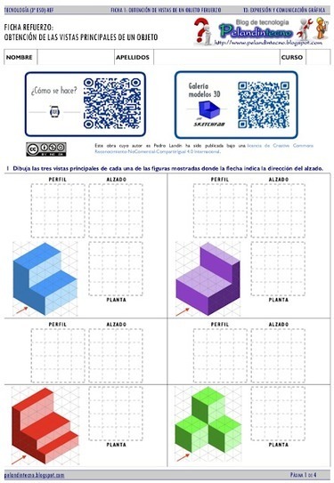 Obtención de las vistas principales de un objeto. Ficha refuerzo | tecno4 | Scoop.it