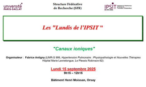 Les Lundis de l'IPSIT - Lundi 15 septembre 2025 : « Canaux Ioniques » | Life Sciences Université Paris-Saclay | Scoop.it