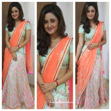 TV Actress Rashmi Desai in Embroidered Half Saree by Varija Designer Studio | Indian Fashion Updates | Scoop.it