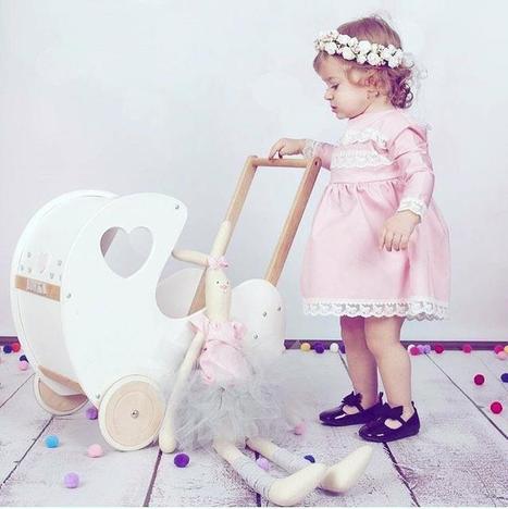 baby girl wooden pram