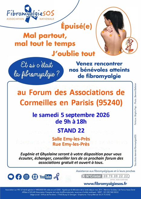 Pr&eacute;sence de FibromyalgieSOS au forum des associations de Cormeilles en Parisis (95) le samedi 5 septembre 2026 | Association FibromyalgieSOS | Scoop.it