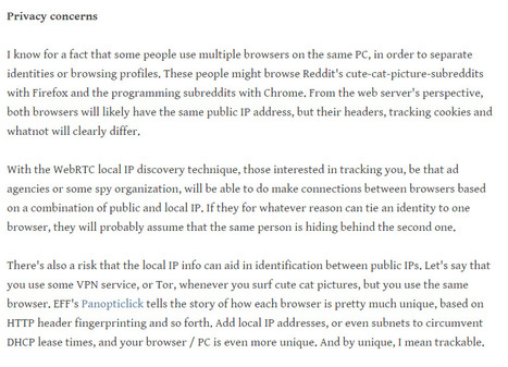 Local IP discovery with HTML5 WebRTC: Security and privacy risk? | 21st Century Learning and Teaching | Scoop.it