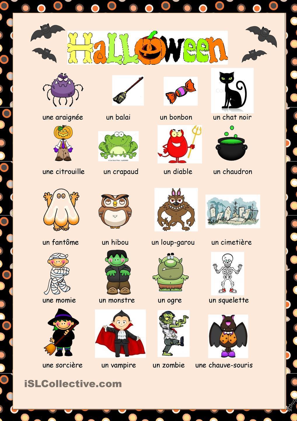 Vocabulaire Halloween Fle Enfants Matern