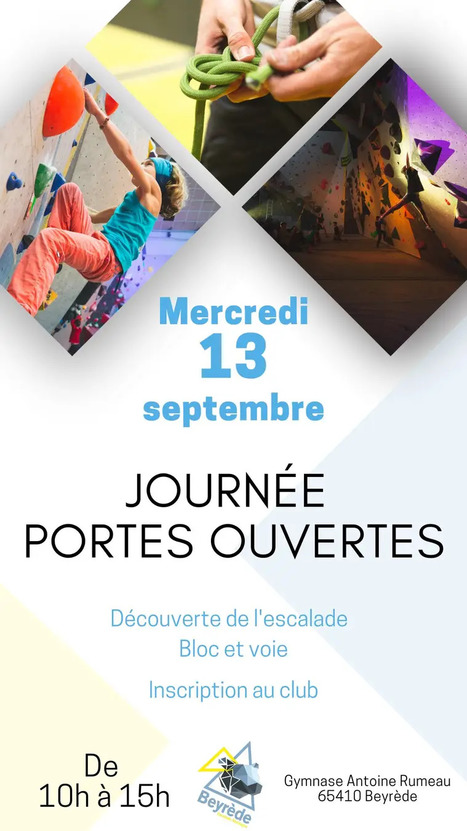 Journée portes ouvertes mercredi 13 septembre au Gymnase Antoine Rumeau, par l'Association Escalade sportive - Beyrède Jumet | Vallées d'Aure & Louron - Pyrénées | Scoop.it