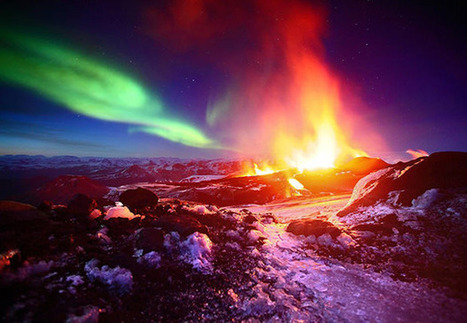 Stunning Photos of the Northern Lights Floating Over an Icelandic Volcano | pixels and pictures | Scoop.it