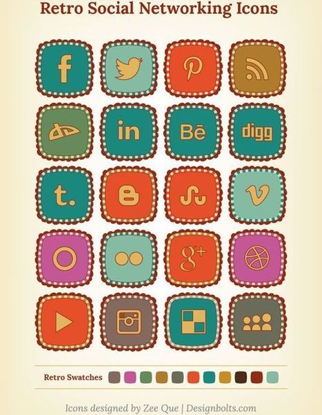 Free Retro Social Networking Icons, un pack gratuito de bonitos iconos sociales con estilo retro | Aplicaciones y Herramientas . Software de Dise&ntilde;o | Scoop.it