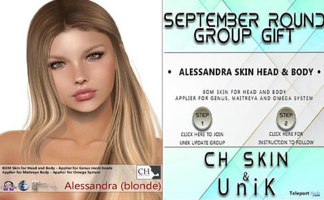 Alessandra Full Body BOM Skin UniK Event September 2023 Group Gift by CH Skins | Teleport Hub - Second Life Freebies | Second Life Freebies | Scoop.it