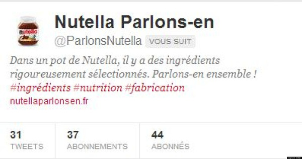 Nutella contre-attaque avec un compte Twitter | Bad buzz | Scoop.it