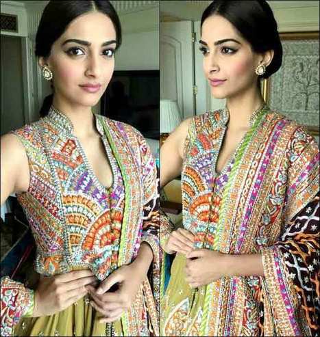 Sonam Kapoor's Stunning Look In Folk Hues and Ears Dazzled With Estaa Earrings | Celebrity Fashion Trends | Scoop.it