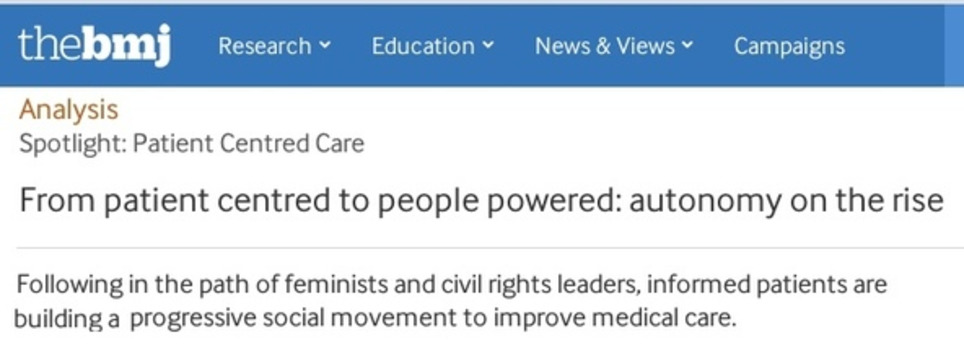 Big BMJ supplement on Patient Centred Care – with many SPM and MedX voices | e-Patients.net | Patient Self Management | Scoop.it