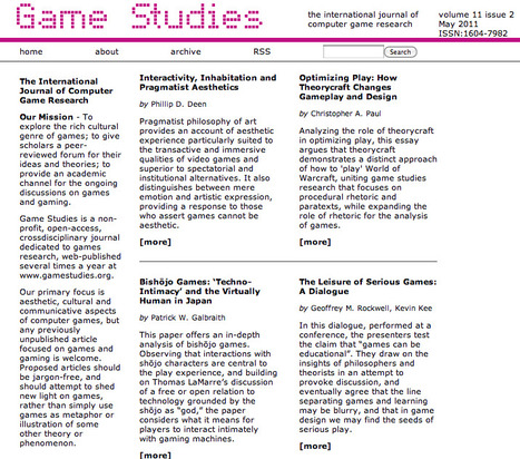 Game Studies - Issue 1102, 2011 | Digital Delights - Avatars, Virtual Worlds, Gamification | Scoop.it