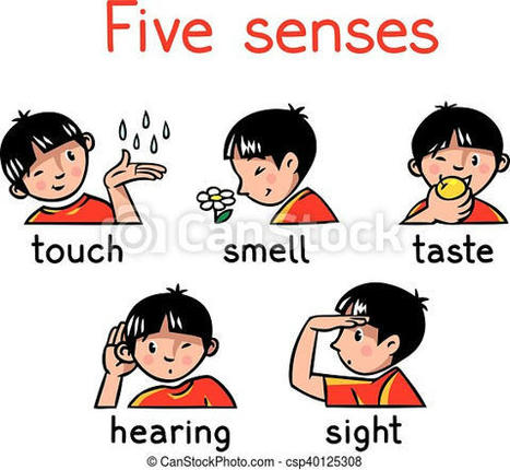 Five senses icon set. Icons of five senses - touch, taste, hearing, sight, smell. children vector illustration of boy in red | CanStock | Cartes mentales, cartes heuristiques | Scoop.it