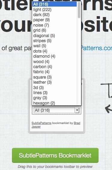 Test Alternative Backgrounds On Any Website On The Fly with the SubtlePatterns Bookmarklet | The Web Design Guide and Showcase | Scoop.it