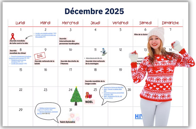Le calendrier FLE pour décembre 2025 est arrivé ! | POURQUOI PAS... EN FRANÇAIS ? | Scoop.it