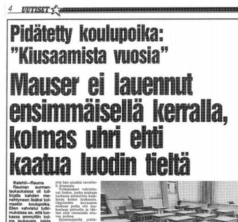 Raumanmeren koulusurmista 30 vuotta: Silminnäkijä muistelee ampumista | 1Uutiset - Lukemisen tähden | Scoop.it