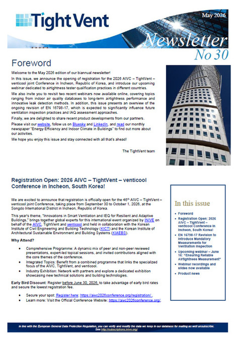 TightVent newsletter May 2026 now available! | ventilation | Scoop.it