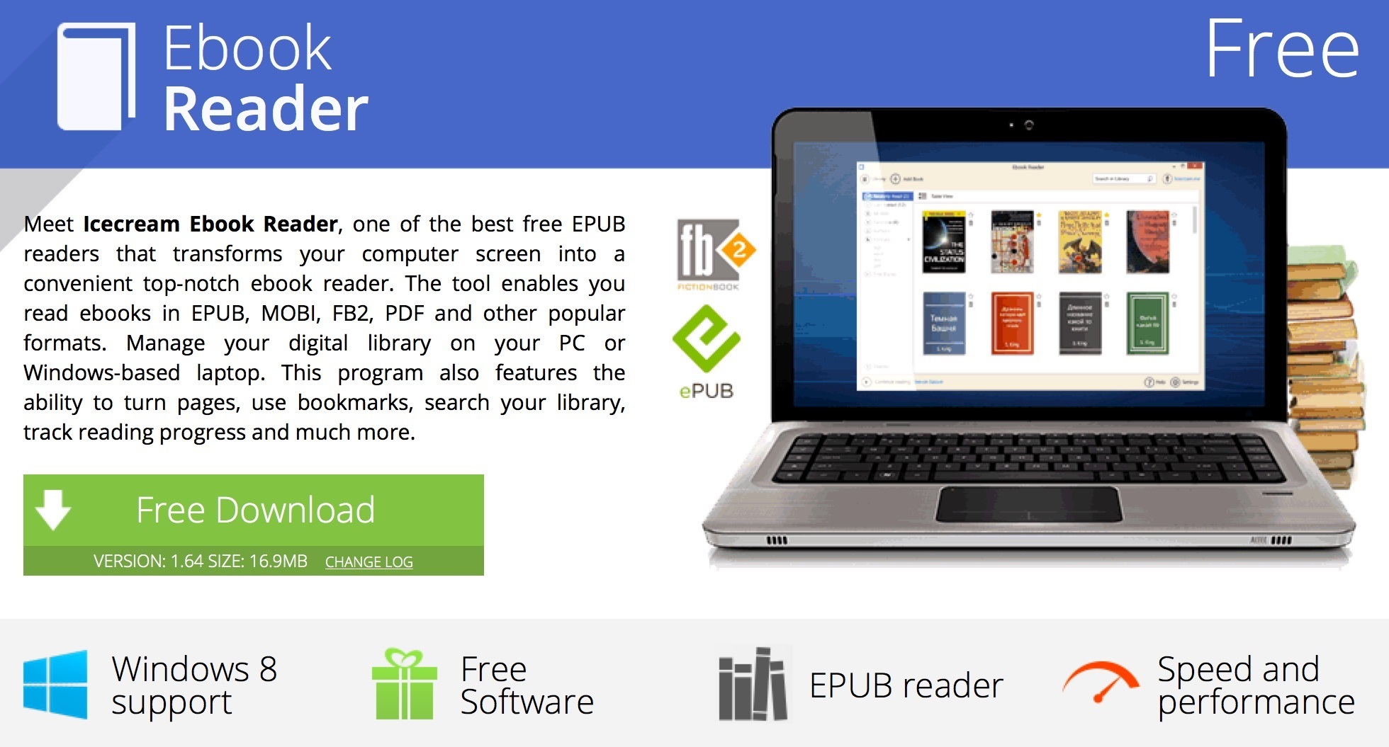 Ebook Reader: free MOBI and EPUB reader for Win...