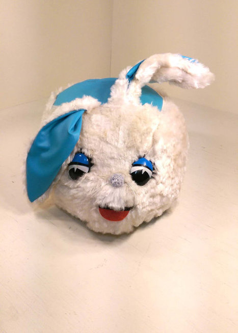 Huge RARE Kitschy Mid-Century Modern Plush Stuffed Bunny Rabbit Kid's Stool Seat TV Tuffet by Atlanta Novelty White & Turquoise Blue | Antiques & Vintage Collectibles | Scoop.it