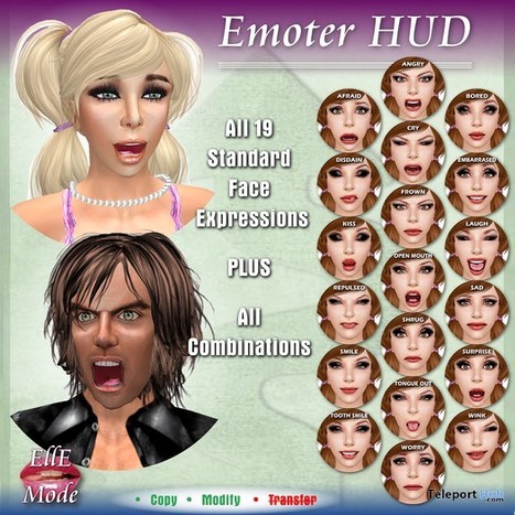 Emote HUD Face Expressions by Elle Mode | Teleport Hub - Second Life Freebies | Second Life Freebies | Scoop.it