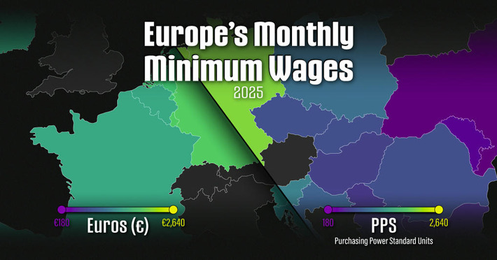 Mapped: Europe’s Minimum Wages, Adjusted for Living Costs | Business Report - Making A Difference | Scoop.it