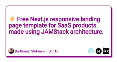 ⚡️ Free Next.js responsive landing page template for SaaS products made using JAMStack architecture. | Bonnes Pratiques Web & Cloud | Scoop.it