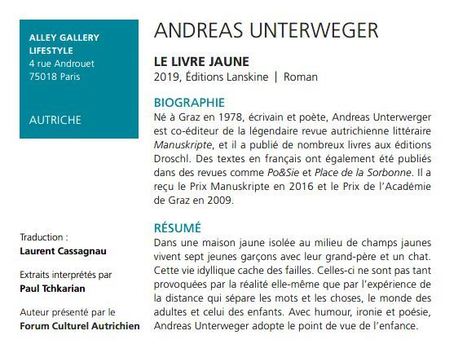 (Agenda) 25 mai, Nuit de la litt&eacute;rature, Andreas Unterweger | Poezibao | Scoop.it
