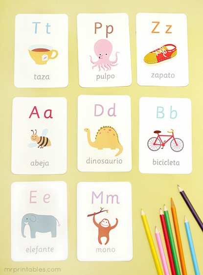 Spanish Alphabet Flash Cards | Mr Printables