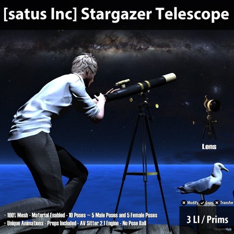 New Release: Stargazer Telescope by [satus Inc] | Teleport Hub - Second Life Freebies | Teleport Hub | Scoop.it