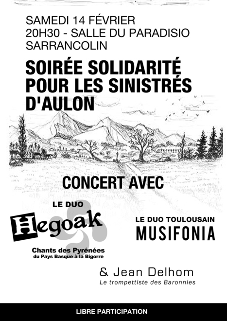 Concert de solidarité au Paradiso de Sarrancolin ce soir | Vallées d'Aure & Louron - Pyrénées | Scoop.it