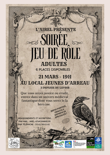 Soirée Jeu de rôle jeudi 21 mars à Arreau avec l'AIREL | Vallées d'Aure & Louron - Pyrénées | Scoop.it