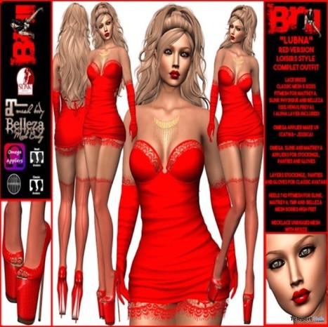 Lubna Red Losirs Style Complete Outfit February 2018 Group Gift by Brii Underground Wear | Teleport Hub - Second Life Freebies | Second Life Freebies | Scoop.it