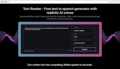 Text Reader: convertir textos a audios Mp3 totalmente gratis | Tools design, social media Tools, aplicaciones varias | Scoop.it