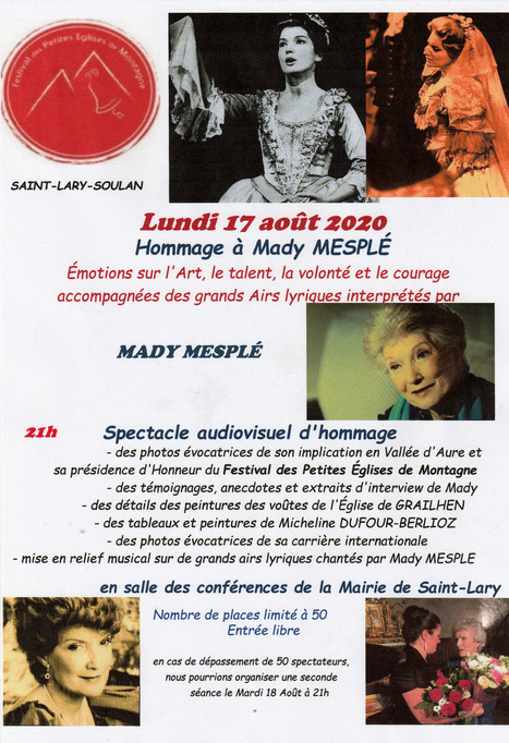 Hommage &agrave; Mady Mespl&eacute; le lundi 17 ao&ucirc;t &agrave; Saint-Lary Soulan | Vall&eacute;es d'Aure & Louron - Pyr&eacute;n&eacute;es | Scoop.it