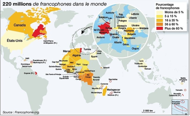 La Francophonie : 220 millions de locuteurs sur 5 continents | POURQUOI PAS... EN FRANÇAIS ? | Scoop.it