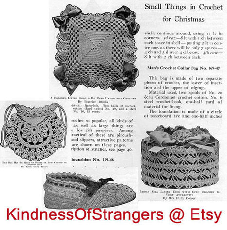 Digital PDF File Download of 4 Antique Small Gifts Crochet Patterns Pincusion Bag Slippers Box | Vintage Living Today For A Future Tomorrow | Scoop.it