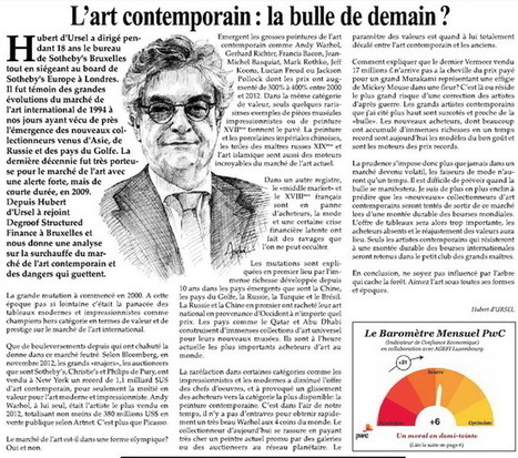 L’art contemporain : la bulle de demain ? par Hubert d’Ursel | | Art Contemporain & Culture | Scoop.it