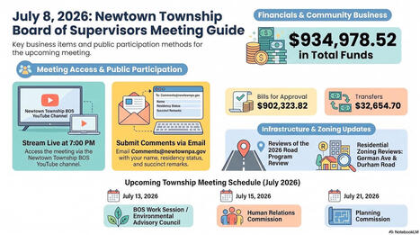 8 July 2026 #NewtownPA Township BOS Meeting Summary | Newtown News of Interest | Scoop.it