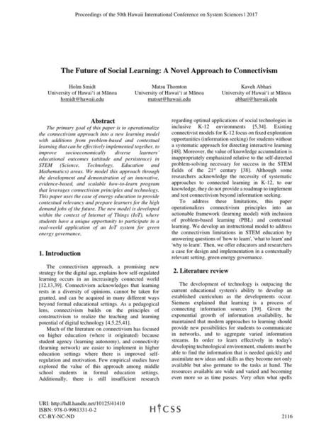 The Future of Social Learning: A Novel Approach to Connectivism (PDF Download Available) | Connectivism | Scoop.it