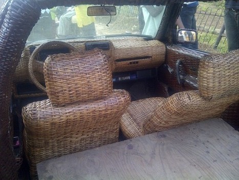 Nigerian Artisan Covers Car in Woven Raffia Palm Cane to Advertise His Business | Strange days indeed... | Scoop.it
