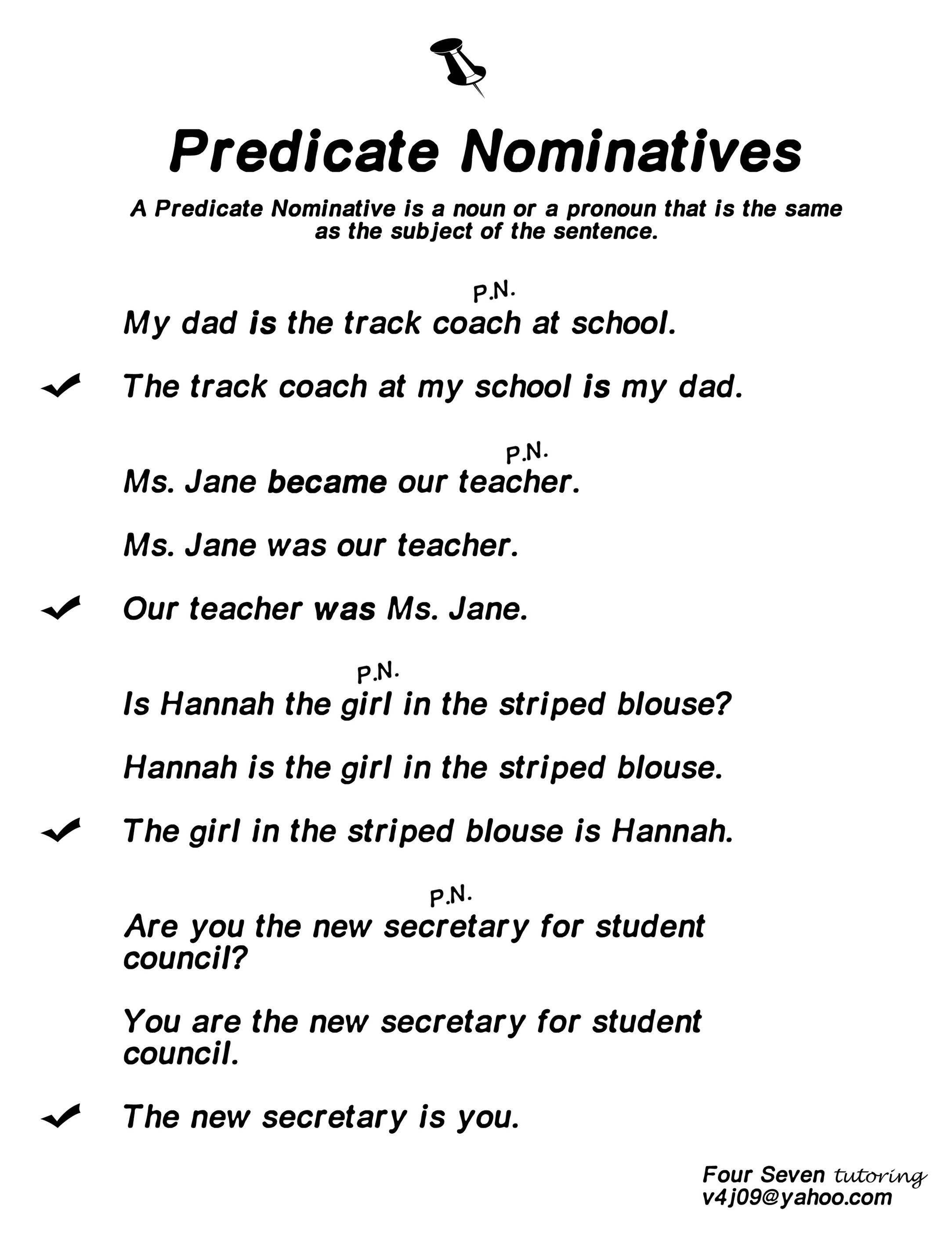 List Of Predicate Nominative