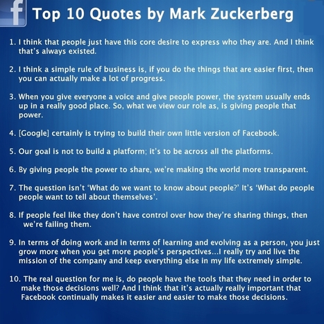 Top 10 Wonderful & Inspiring Quotes by Mark Zukerberg Fans | All Infographics | Leadership Advice & Tips | Scoop.it