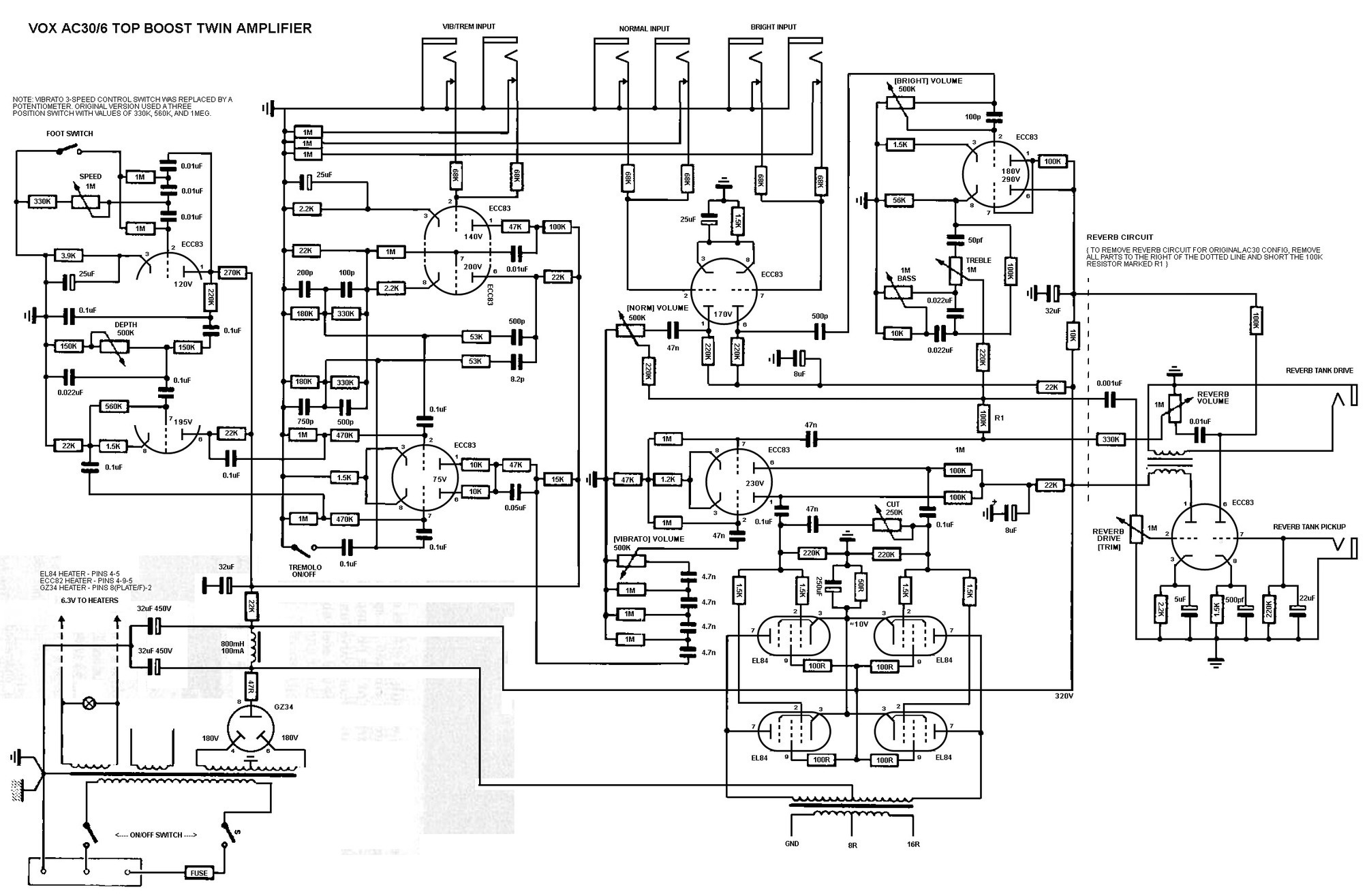 Ac 30. Vox ac30 схема. Vox AC 30 принципиальная схема. Vox ac30 схема преампа. Принципиальная схема усилителя Vox ac30.