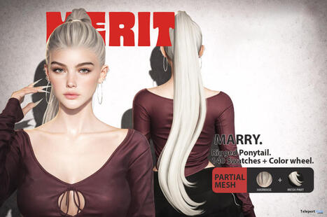 Marry Rigged Ponytail Hairstyle May 2026 Group Gift by Merit | Teleport Hub - Second Life Freebies | Second Life Freebies | Scoop.it