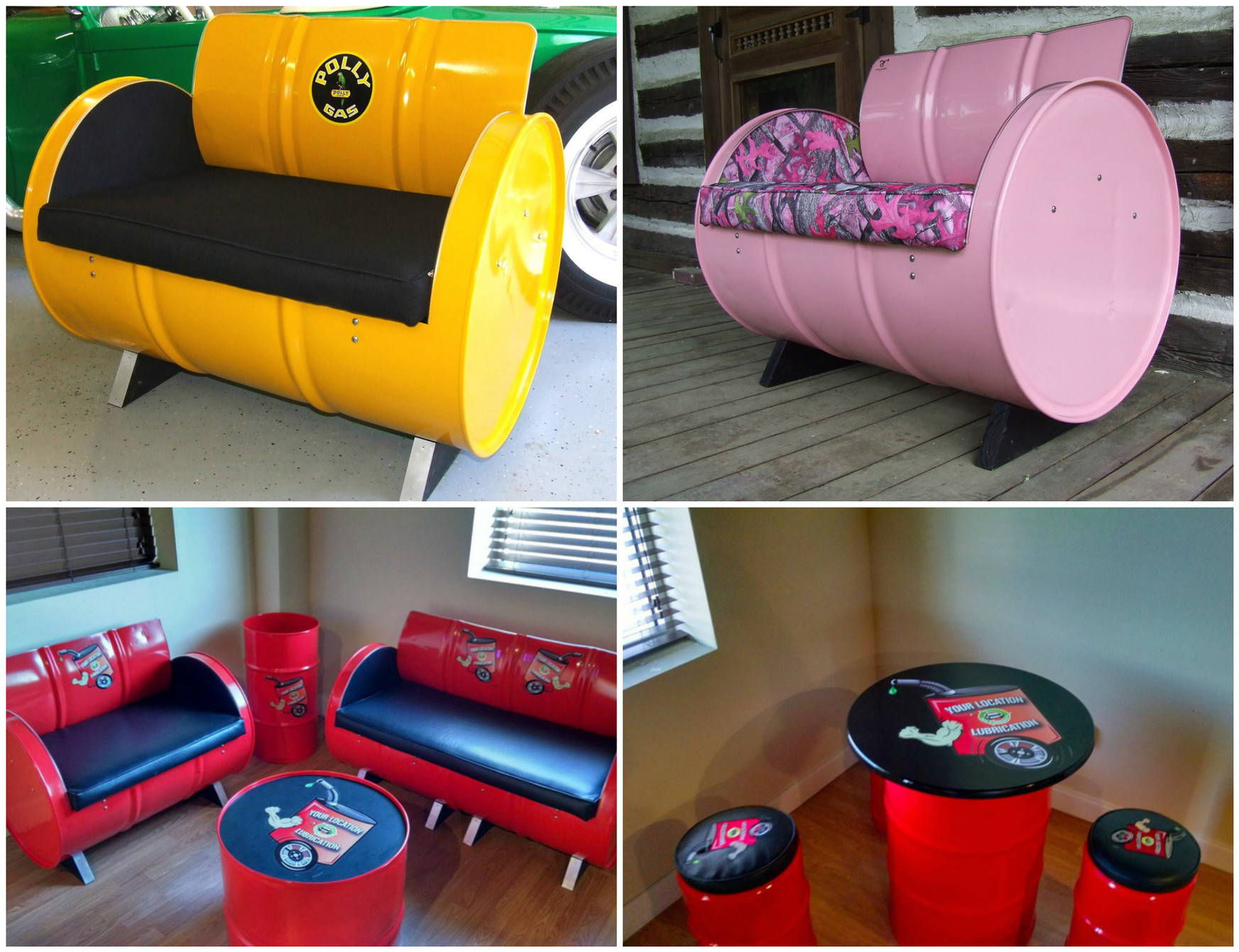 55 Gallon Steel Drums Upcycled Into Furniture