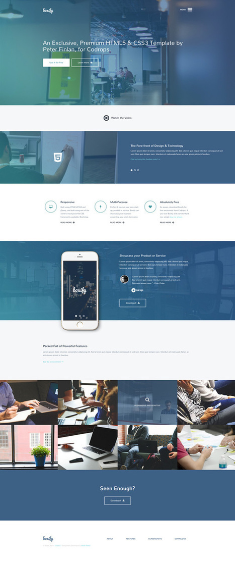 Freebie: "Boxify" One Page Website Template | Codrops | CSS3 & HTML5 | Scoop.it