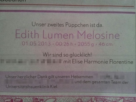 Aus den Kieler Nachrichten. Edith Lumen Melosine... | Name News | Scoop.it
