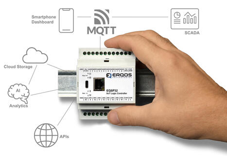Erqos EQSP32CE - An industrial IoT ESP32-S3 PLC with Ethernet, RS232, RS485, CAN Bus, DIN Rail support - CNX Software | Embedded Systems News | Scoop.it