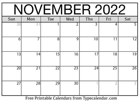 November 2022 Calendar: November 2022 Free Printables | Printable Calendars 2023 | Scoop.it