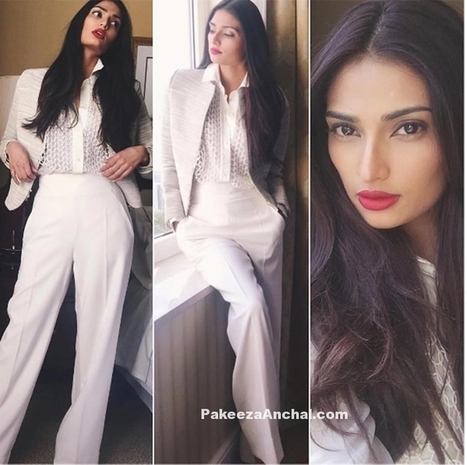 Athiya Shetty in White Jacket and Pant with Lace Blouse | Indian Fashion Updates | Scoop.it