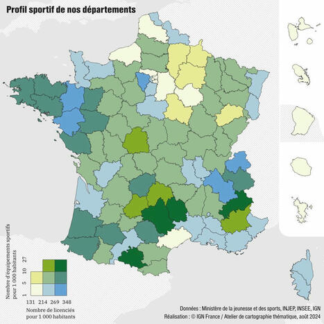 IGN : Découvrez la carte du profil sportif de nos départements ! | 5 - Equipements et lieux de pratique | Scoop.it